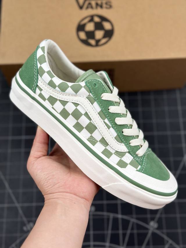 本地 核心私 万斯vans Old Skool Reissue 136 白绿棋盘格 超级百搭时尚休闲鞋 半月包头硫化板鞋 原厂硫化工艺 耐磨橡胶大底 透气舒适