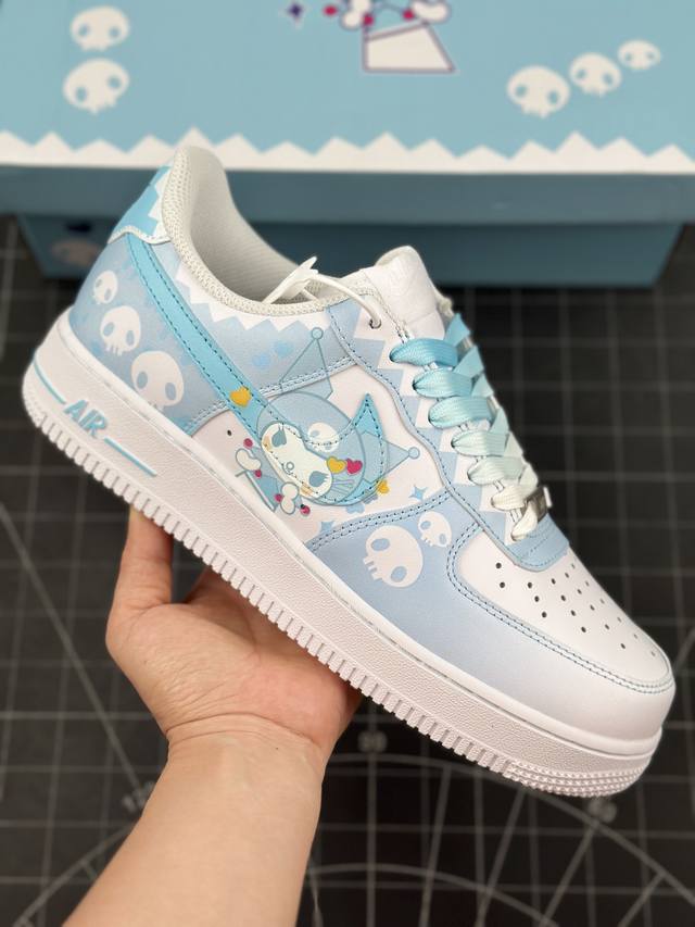 本地 核心私 doraemon X Nk Air Force 1'07 Low 小巫女联名款 骷髅头 渐变白天蓝 空军一号低帮休闲板鞋 #定制皮料 纯正空军板型