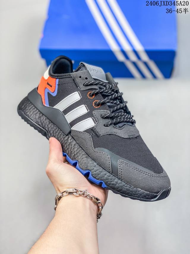 真标阿迪达斯adidas Nite Jogger 2019 Boost 夜行者新配色 复古跑鞋原厂材料 原厂大底 私家独模 网布搭配麂皮拼接打造鞋面 极具复古风