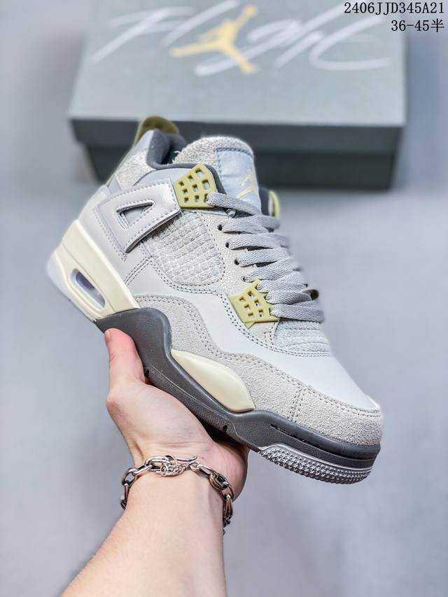 公司级 带半码 Air Jordan 4 Retro Og ”Cement“ 白水泥 Aj4 乔丹4代 Aj4 乔4 白水泥 乔丹篮球鞋系列 以白色鞋身辅以水泥