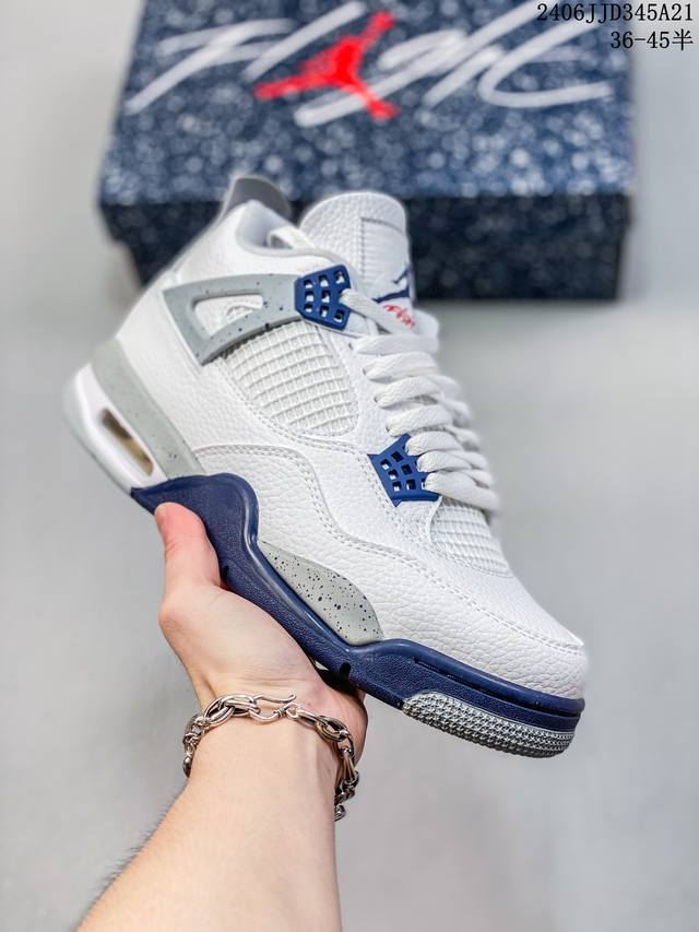 公司级 带半码 Air Jordan 4 Retro Og ”Cement“ 白水泥 Aj4 乔丹4代 Aj4 乔4 白水泥 乔丹篮球鞋系列 以白色鞋身辅以水泥