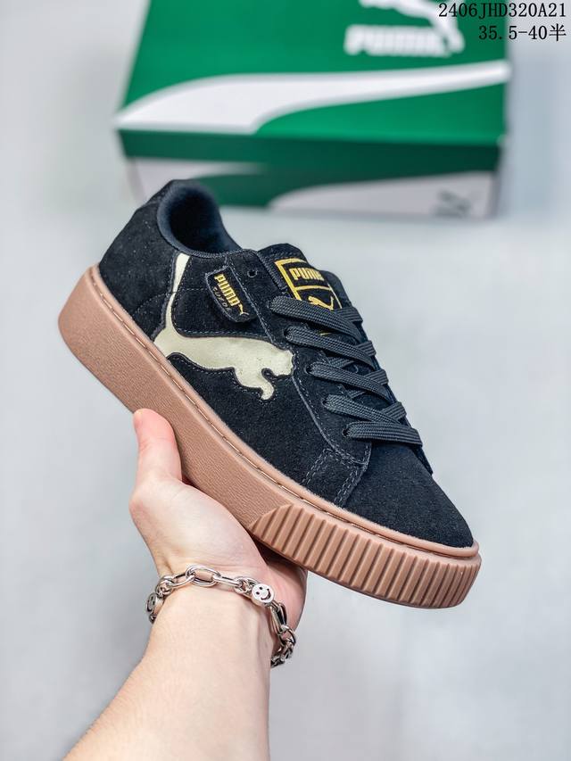 彪马 Puma Suede Platform Gold 蕾哈娜 厚底 松糕休闲百搭板鞋 复古潮女鞋时尚运动鞋 货号: 372613 Size: 35.5-40含