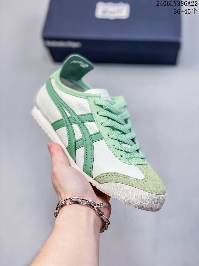 Asics 亚瑟士 Onitsuka Tiger 鬼冢虎 阿斯克斯 皮面原装四联吊牌 中底纸板钢印 日系轻便运动休闲鞋 货号：Dl408-0490 尺码：36