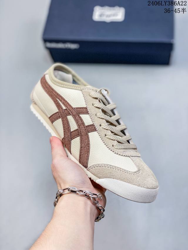 Asics 亚瑟士 Onitsuka Tiger 鬼冢虎 阿斯克斯 皮面原装四联吊牌 中底纸板钢印 日系轻便运动休闲鞋 货号：Dl408-0490 尺码：36