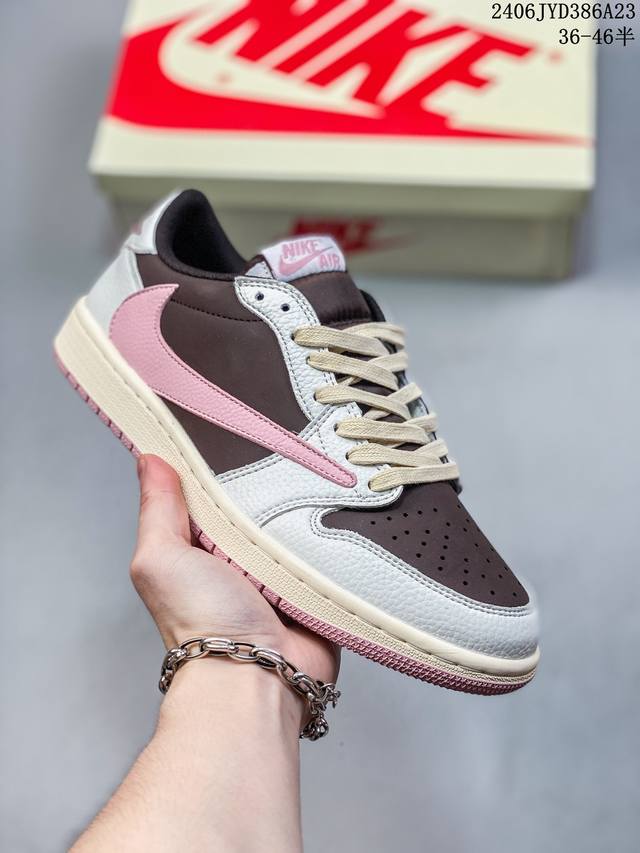 公司级aj1倒勾travis Scott X Air Jordan 1 ” Reverse Mocha “ Aj1乔1 Ts 闪电 联名倒钩 低帮文化篮球鞋 完