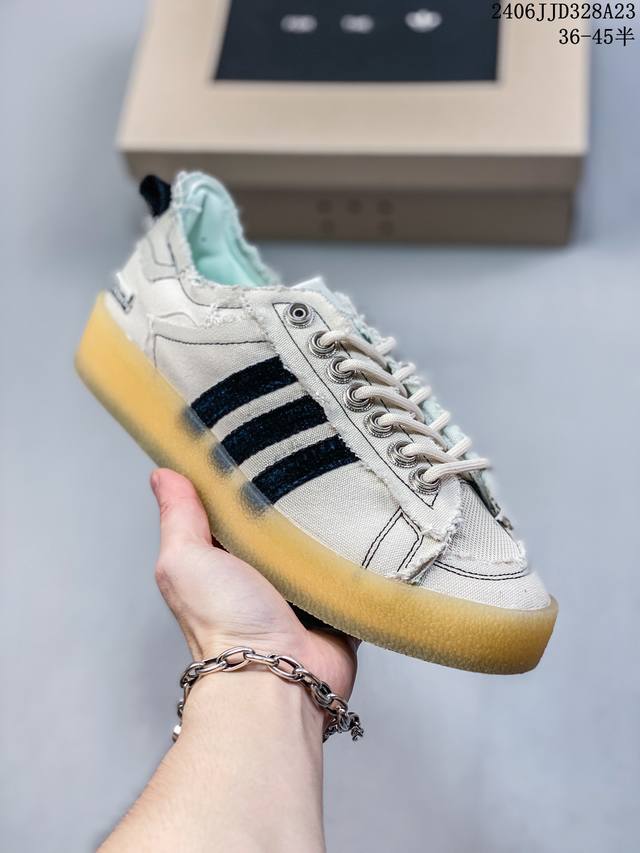 Adidas Adidas Campus 80S X Song For The Mute 最新联名复古破坏工艺帆布鞋 上架实拍原版开发版型，外置耐磨防滑橡透明胶