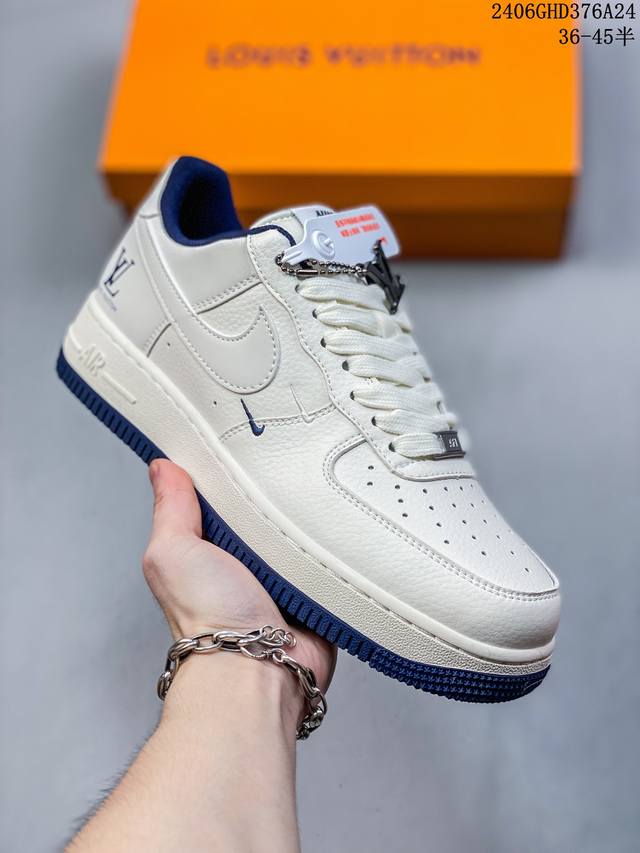 公司级nike Air Force 1 '07 Low “Lv联名--米白双小勾”空军一号 低帮 运动鞋 休闲鞋 折边针车 工艺难度大 原楦头原纸板 原装鞋盒