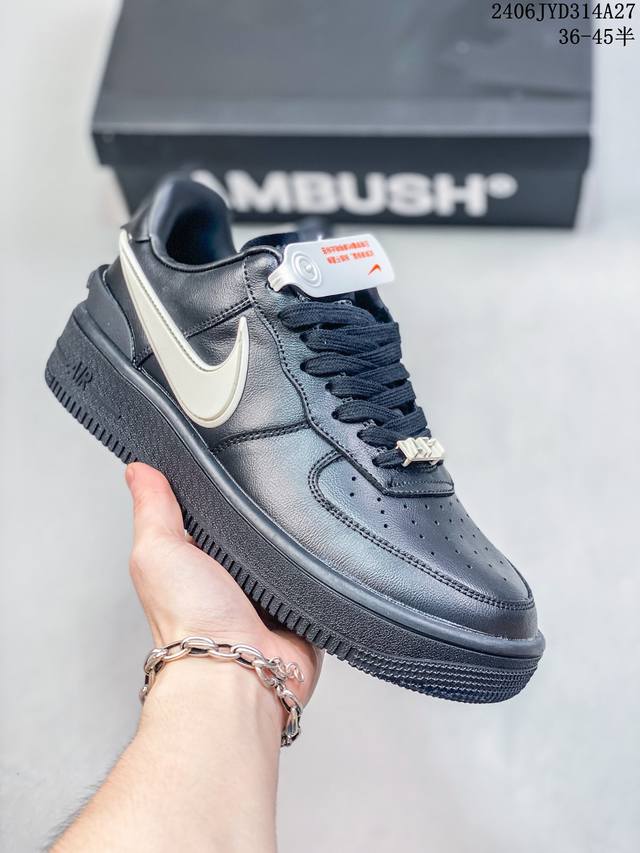 耐克 Ambush X Nike Air Force 1‘07 Low ”Phantom“ 联名款 大勾空军一号低帮休闲板鞋 货号：Dv3464 002 码数：