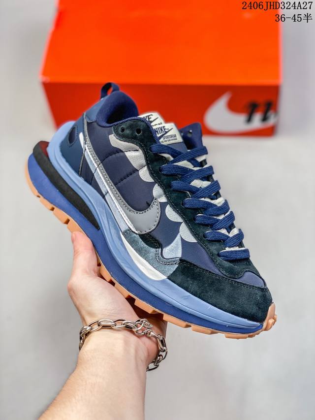 公司级耐克华夫 双勾 牛津布+翻毛皮面料 厚底 Nike Ldwaffle Sacai 原装抽屉礼盒 日式解构美学联名 重叠双钩解构设计前卫华夫变形双底休闲慢跑