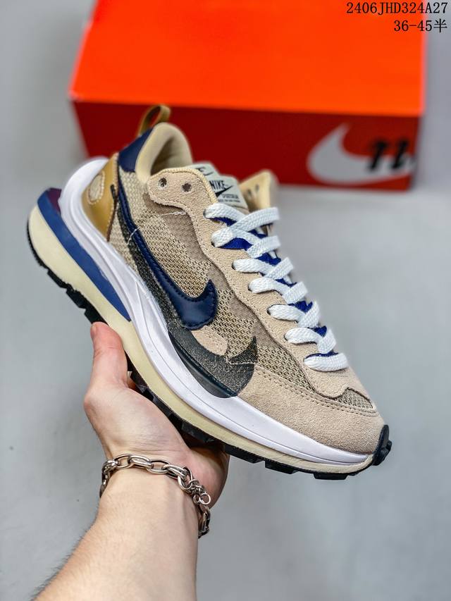 公司级耐克华夫 双勾 牛津布+翻毛皮面料 厚底 Nike Ldwaffle Sacai 原装抽屉礼盒 日式解构美学联名 重叠双钩解构设计前卫华夫变形双底休闲慢跑