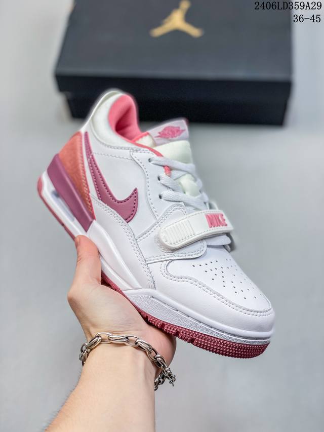 Air Jordan Legacy 312头层皮打造市面最强工艺有着交错结合的设计，它的名字就展现出它所包含的鞋款元素，312 分别对应了 Air Jordan