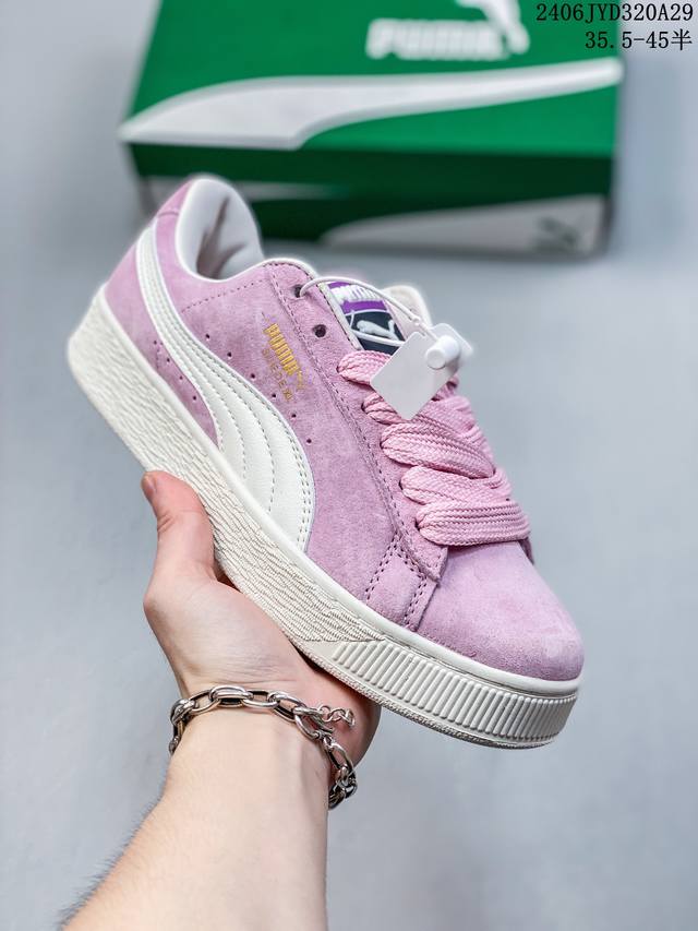 35.5-40半 真标带半码 Puma Suede Platform Cutout Wns 彪马 低帮 黑色 标贴运动鞋鞋款复刻，重温足球文化风潮；近日puma