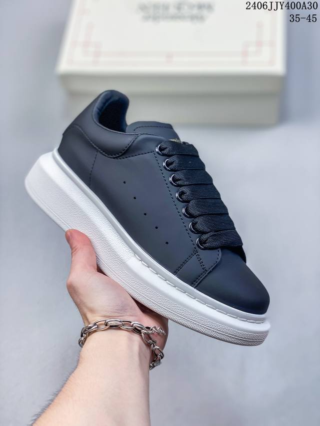 公司级意大利高奢品牌alexander Mcqueen亚历山大 麦昆 Sole Leather Sneakers低帮时装厚底休闲运动小白鞋 货号:462214