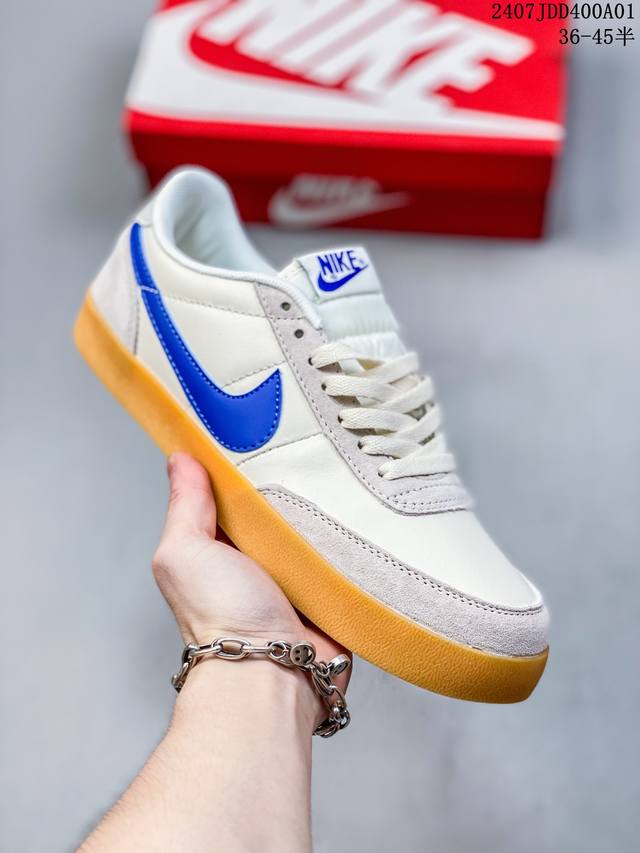 耐克板鞋 生胶米白 复古板鞋j.Crew X Nike 联名 Killshot Ii Leather 男女休闲复古运动鞋。采用米白色皮革制作鞋身，大号swoos