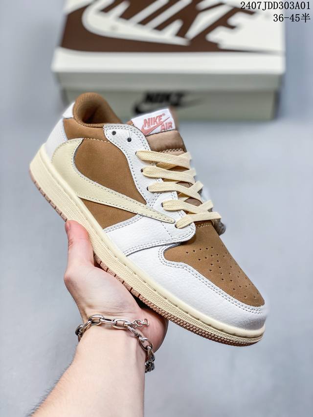 联乘当红说唱歌手 特拉维斯 斯科特travis Scott X Nike Air Jordan 1 Retro Low Og Cactus Jack Aj1乔丹