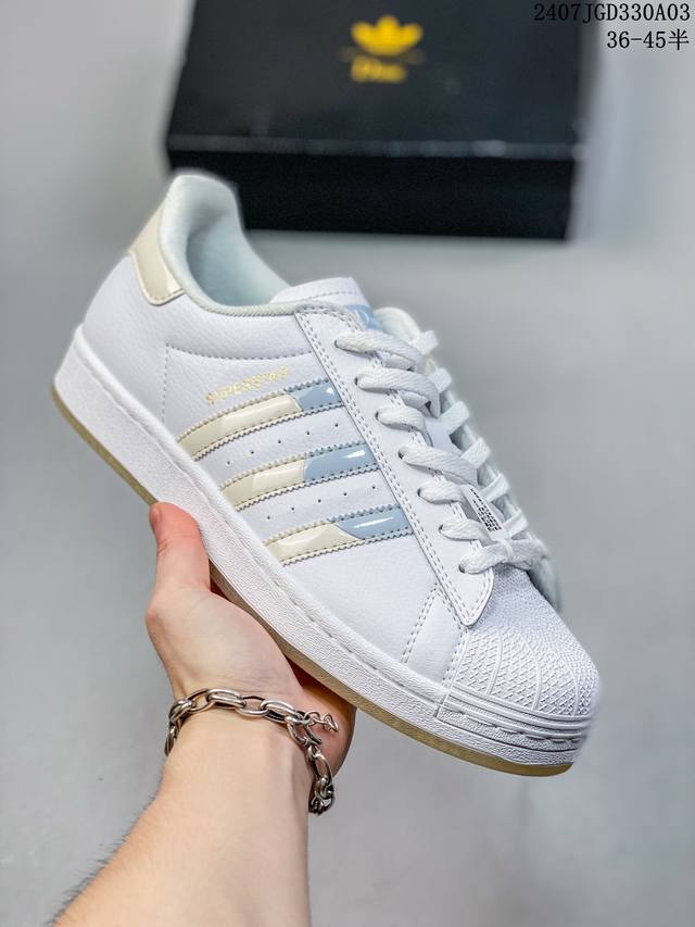 阿迪达斯adidas三叶草 Originals Superstar”Sail Green Lace“贝壳头系列低帮经典百搭休闲运动板鞋 货号:Eg4959 尺码