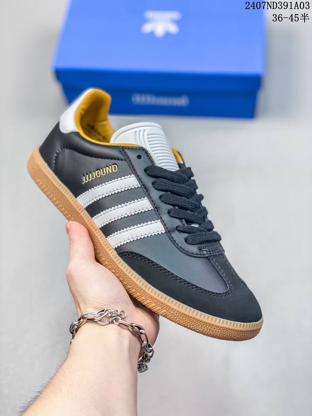 Jjjjound X Adidas Originals Samba Og 潮流舒适 减震 低帮 板鞋 皮质细腻，确实很显高级，尤其后跟的黄褐色点缀简直是恰到好处