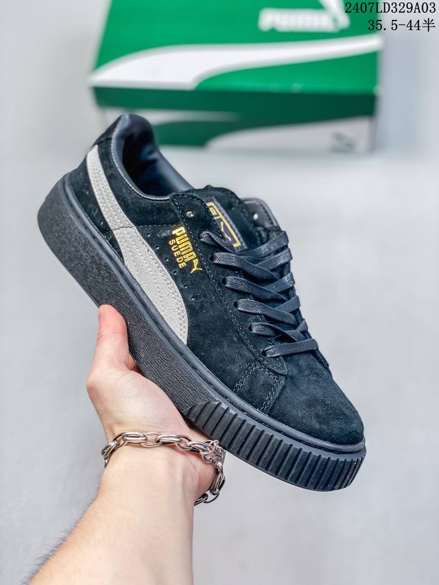 彪马puma Suede Platform Gold 蕾哈娜 厚底 松糕休闲百搭鞋增高板鞋！时尚女鞋！ 货号: 365828 Size: 35.5-40 35.