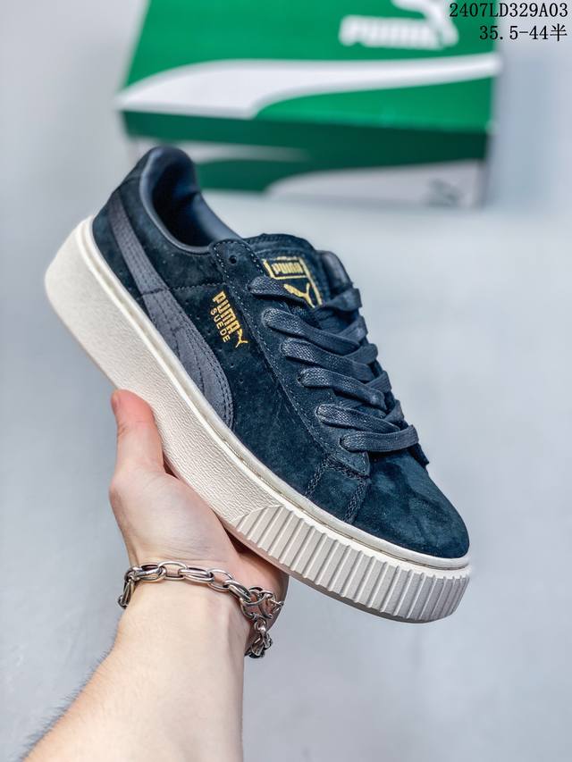 彪马puma Suede Platform Gold 蕾哈娜 厚底 松糕休闲百搭鞋增高板鞋！时尚女鞋！ 货号: 365828 Size: 35.5-40 35.