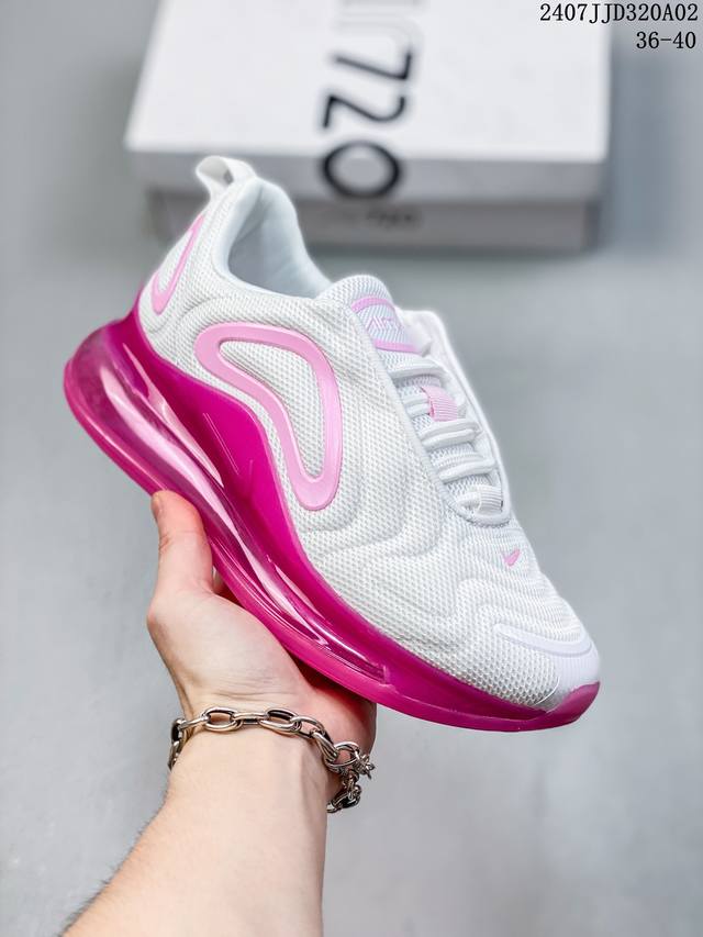 耐克 Nike Air Max 720 全新释出，气垫部分的全新升级，采用全掌一体式设计，整体极具未来感，鞋面部分以流线型凹凸结构组成。 货号：Cj0585-0