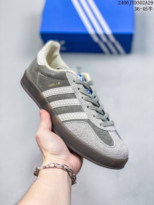 阿迪达斯 Adidas Originals Gazelle Indoor 复古三叶草防滑透明橡胶板鞋经典运动鞋 06Jyd302A29