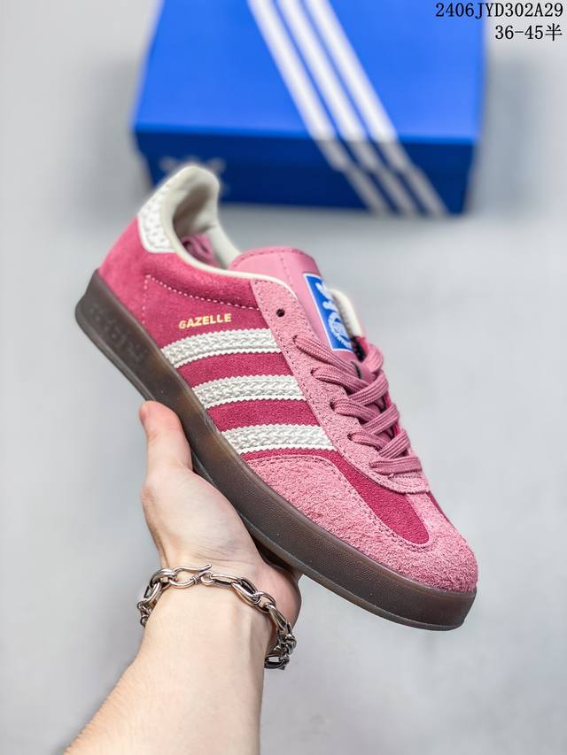 阿迪达斯 Adidas Originals Gazelle Indoor 复古三叶草防滑透明橡胶板鞋经典运动鞋 06Jyd302A29