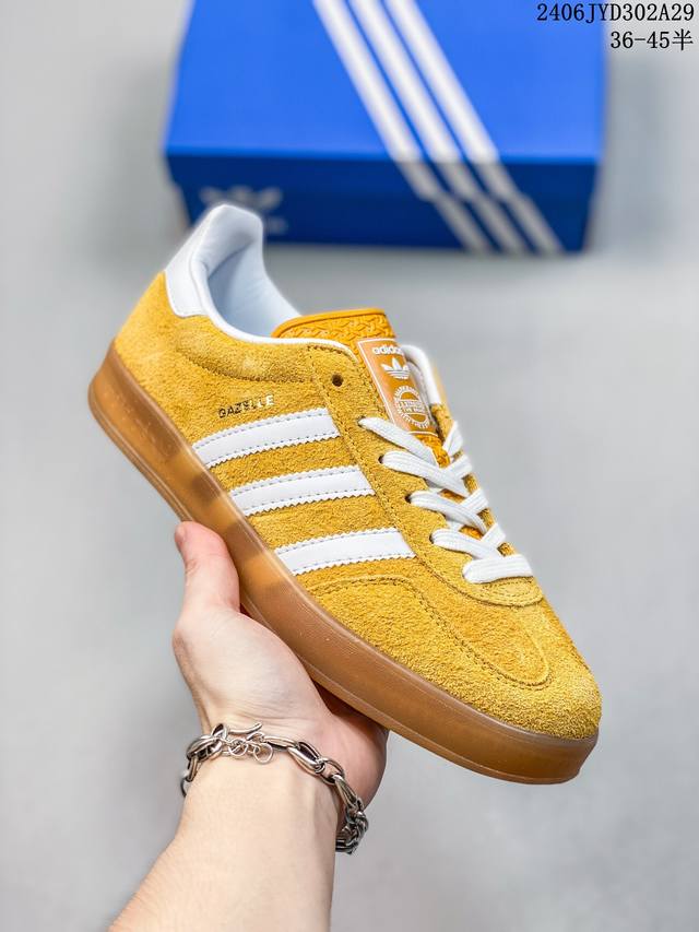 阿迪达斯 Adidas Originals Gazelle Indoor 复古三叶草防滑透明橡胶板鞋经典运动鞋 06Jyd302A29