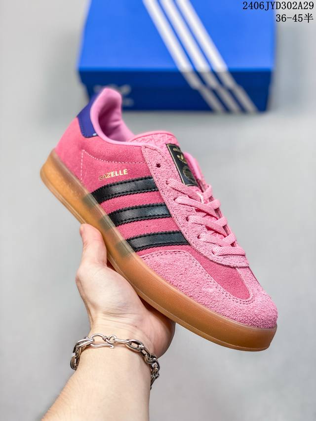 阿迪达斯 Adidas Originals Gazelle Indoor 复古三叶草防滑透明橡胶板鞋经典运动鞋 06Jyd302A29