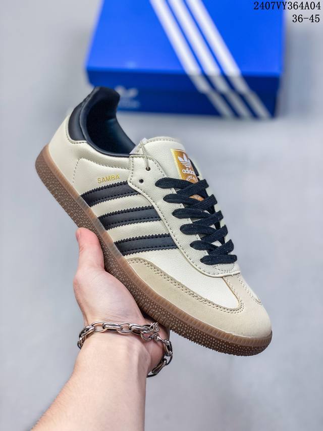 实拍赏析 -H11优选-实拍 Notitle Xadidas Originals Samba 德训鞋 防滑耐磨 低帮板鞋 男女同款 粉蓝 简约大方的造型设计，给