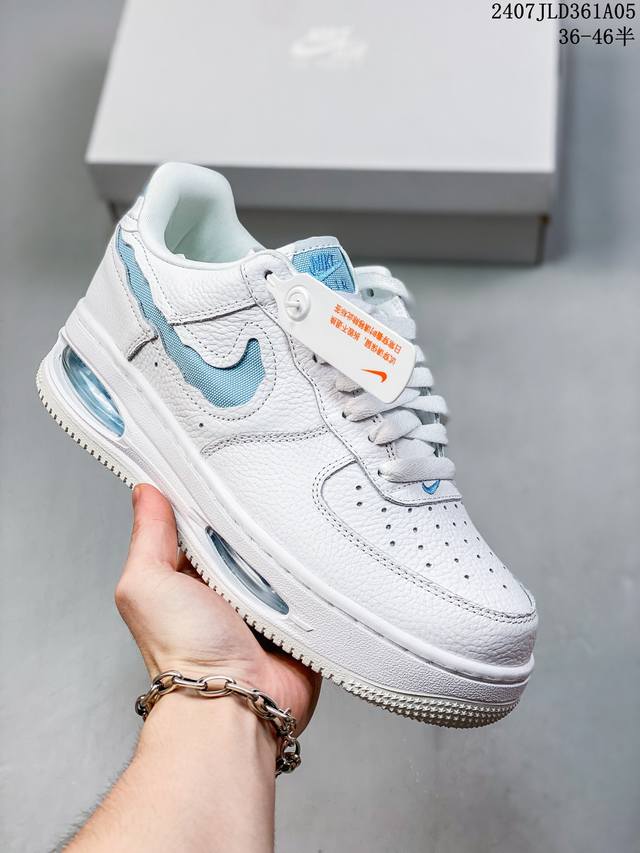 公司级带半码 Nk Air Force 1‘07 Low 空军一号低帮休闲板鞋 鞋款采用再生材料制成，混合了皮革、网眼和绒面革。侧面的双 Swooshes、“8