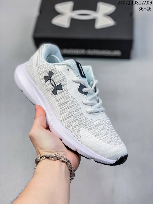 Under Armour Surge3舒适织物减震防滑耐磨透气轻便低帮休闲跑步鞋男款白色 07Jjd317A06