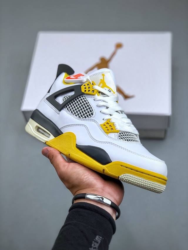 Air Jordan Aj4 Retro 白黄雷公 Aq9129-101 确保原汁原味 完美呈现四代版型 正确鞋头弧度 原装鞋舌织唛标 原厂tpu网格 不打皱