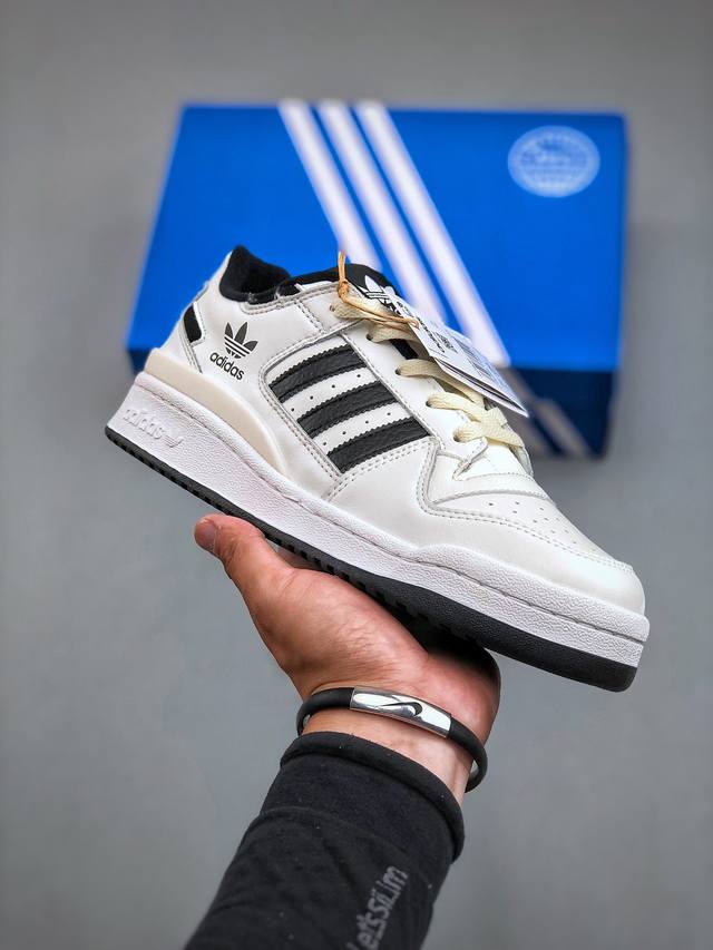 Adidas Forum Low Cl 三叶草低邦经典魔术贴复古板鞋 男女潮流头层皮休闲鞋原楦原数据开发 采用牛培皮革材质全头层皮鞋面 原盒原标 专供外贸渠道官