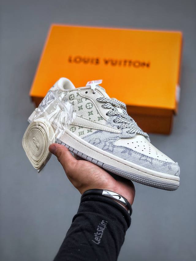 Lv X Air Jordan 1 Low 水洗蓝牛仔此款主张打破传统的工业化流水线设计限制，以made By Ideas的超级创意为理念，集结众多潮流设计师，