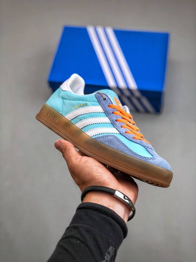 Adidas Gazelle Indoor Trainers 羚羊内训系列低帮复古德训风百搭休闲运动板鞋“天蓝月白生胶底”Hq9017 尺码：35-45 半