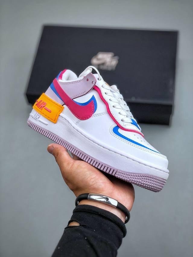 Nike Air Force 1 Shadow 轻量增高低帮百搭板鞋 拼接马卡龙 全新少女系解构主义设计双层轻量eva发泡中底+防滑rb橡胶外圈底鞋底 原楦头原