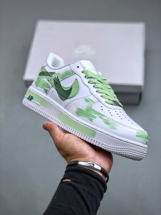 Nike Air Force 1'07 Low 二次元主题 手绘 断裂 三勾阴影 空军一号绑带低帮休闲板鞋 Cw 8-111 #定制皮料 原厂3D打印 定制鞋盒