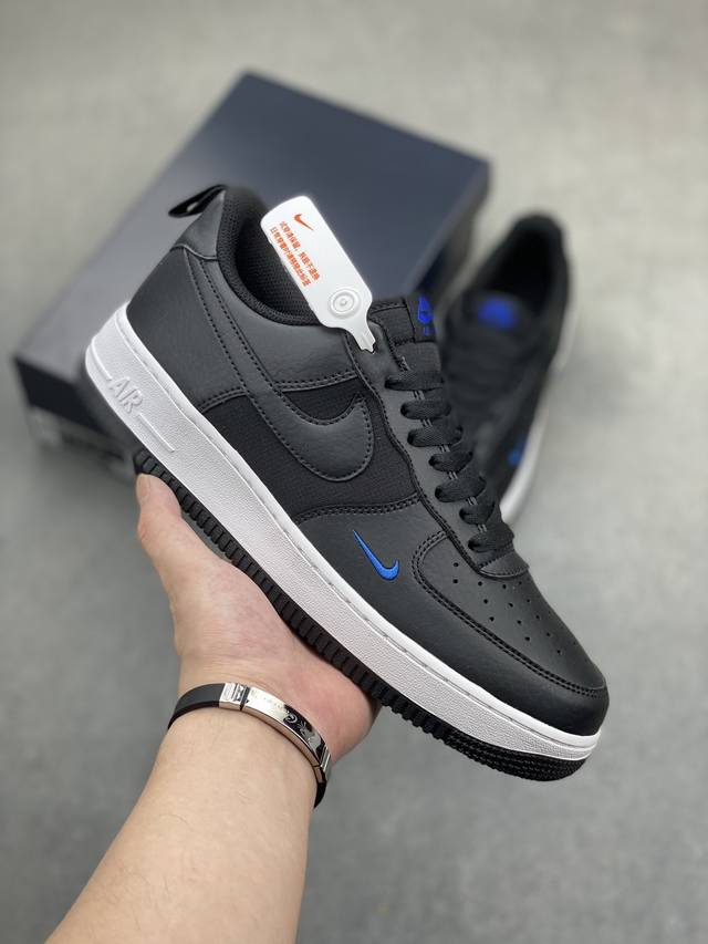 Nike Air Force 1 Low 黑蓝小勾 空军一号低帮运动休闲板鞋 原楦头原纸板 打造纯正空军版型 专注外贸渠道 全掌内置蜂窝气垫 原盒配件 原厂中底