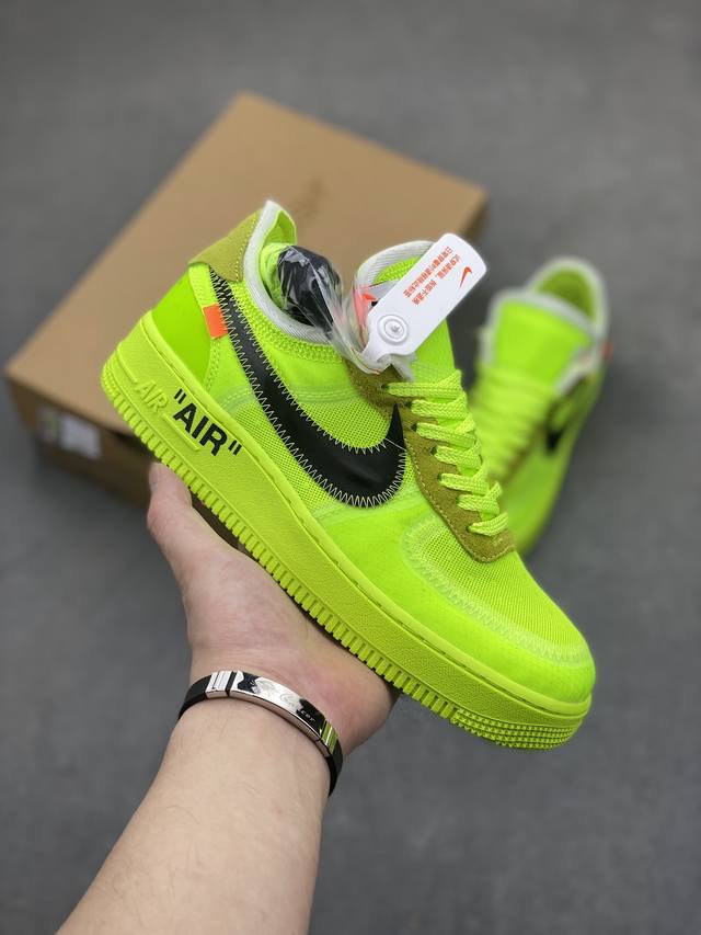 夺人眼球off-White X Nike Air Force 1 Low Volt 2.0空军一号经典百搭低帮休闲运动板鞋“Ow荧光绿黑”Off-White与