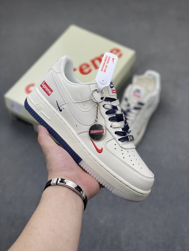 公司级nike Air Force 1 '07 Low “Supreme联名--白蓝双拼”空军一号 低帮 运动鞋 休闲鞋 折边针车 工艺难度大 原楦头原纸板 原