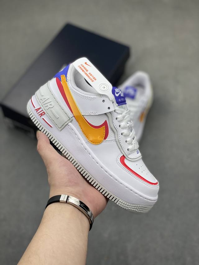 Nike Air Force 1 Shadow 马卡龙空军一号轻量增高低帮百搭板鞋 白蓝 双层轻量eva发泡中底 防滑rb橡胶外圈底鞋底 货号：Dz1847-1