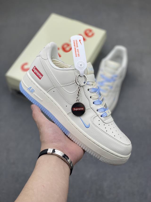 公司级nike Air Force 1 '07 Low “Supreme联名--白蓝双拼”空军一号 低帮 运动鞋 休闲鞋 折边针车 工艺难度大 原楦头原纸板 原