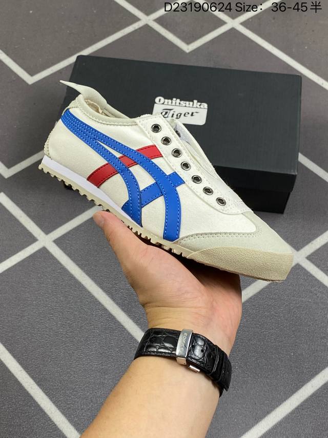 Asics亚瑟士 Onitsuka Tiger Mexico 66 Slip On 鬼冢虎帆布 鞋底采用磨耐防橡滑胶底大富有弹性，缓减冲震 货号：D3Kon-1