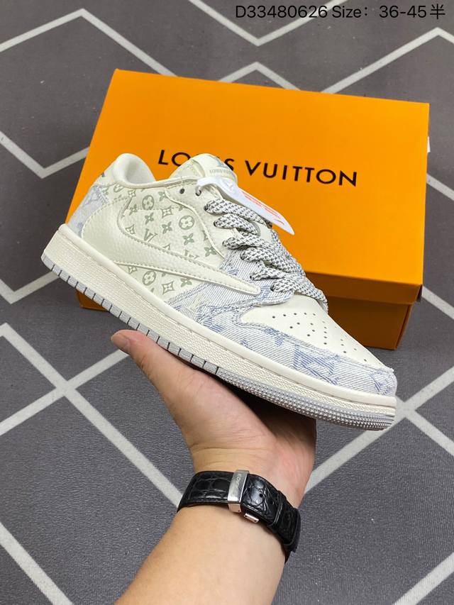 公司级 头层 Louis Vuitton X Nike Dunk Sb Low 路易威登 X 耐克 Sb 低帮 Lv联名米白蓝牛仔解构鞋带 鞋身以米白色作为主色