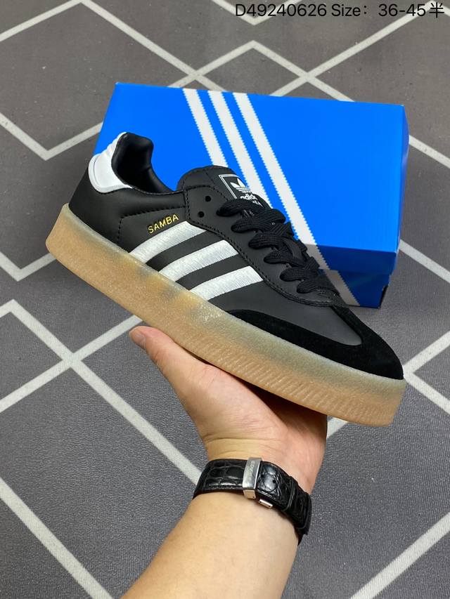 阿迪达斯 Adidas 三叶草sambavegan休闲鞋德训复古板鞋经典运动鞋 Id0436 采用环保设计的焕新adidas Samba经典鞋,力求伴你前行。继