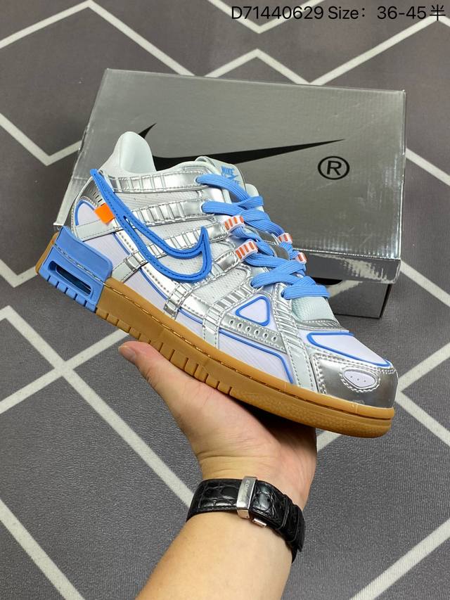 Off-White X Nk Air Rubber Dunk University Blue 2.0橡胶扣篮系列皮革框架低帮休闲运动滑板板鞋 货号：Cu6015