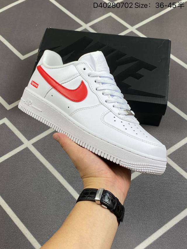 公司级nike Air Force 1 Low 07 Supreme联名 原楦头原纸板 打造纯正低帮空军版型 专注外贸渠道 全掌内置蜂窝气垫 原盒配件 原厂中底