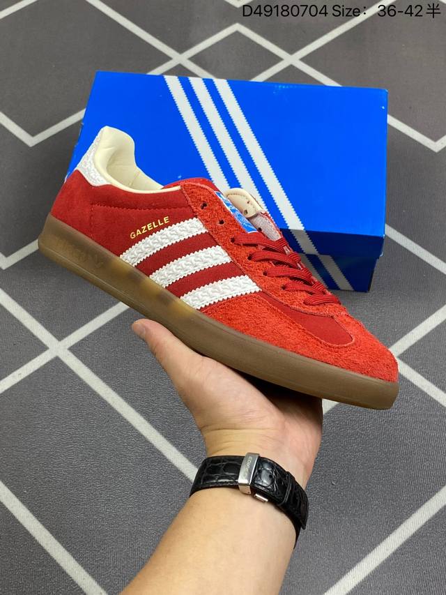 Ad Original Gazelle Indoor Trainers 瞪羚室内鞋系列低帮复古百搭休闲运动德训风板鞋 货号：Ig1636 Size：如图 D49