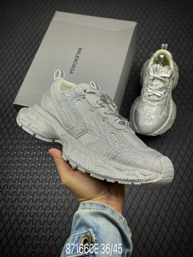 巴黎世家balenciaga Runner Sneaker 慢跑系列 满钻 低帮复古野跑潮流姥爹风百搭休闲运动慢跑鞋男女鞋原版一致配件防尘袋及附送鞋带#全部采用