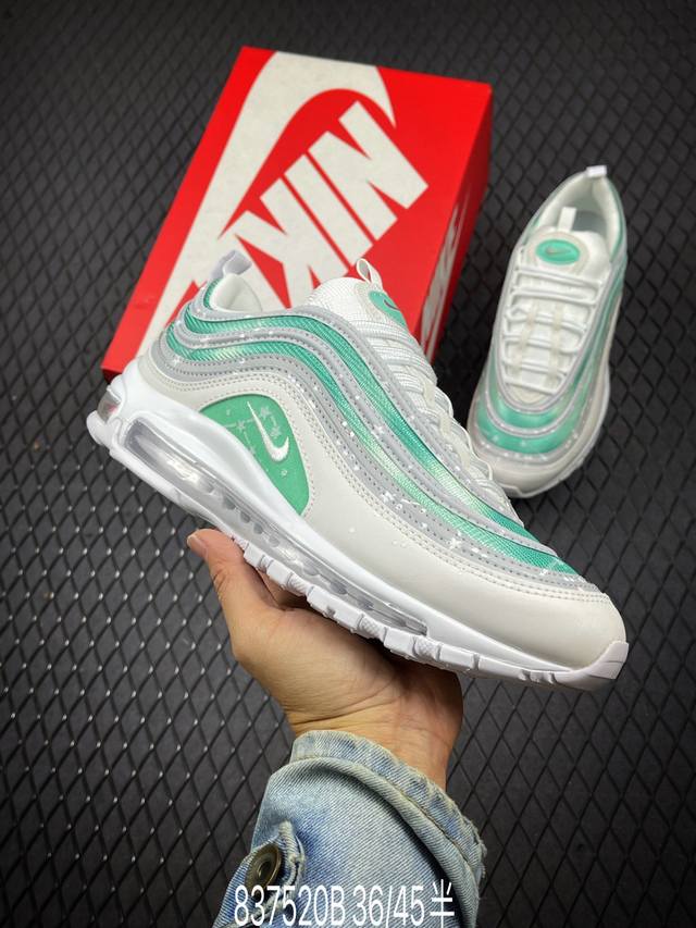 公司级耐克 Nike Air Max 97 小勾子弹复古全掌气垫休闲运动鞋，正确子弹头鞋型 鞋身swoosh视觉呈现效果。 以创新搭载可视全掌max Air和演